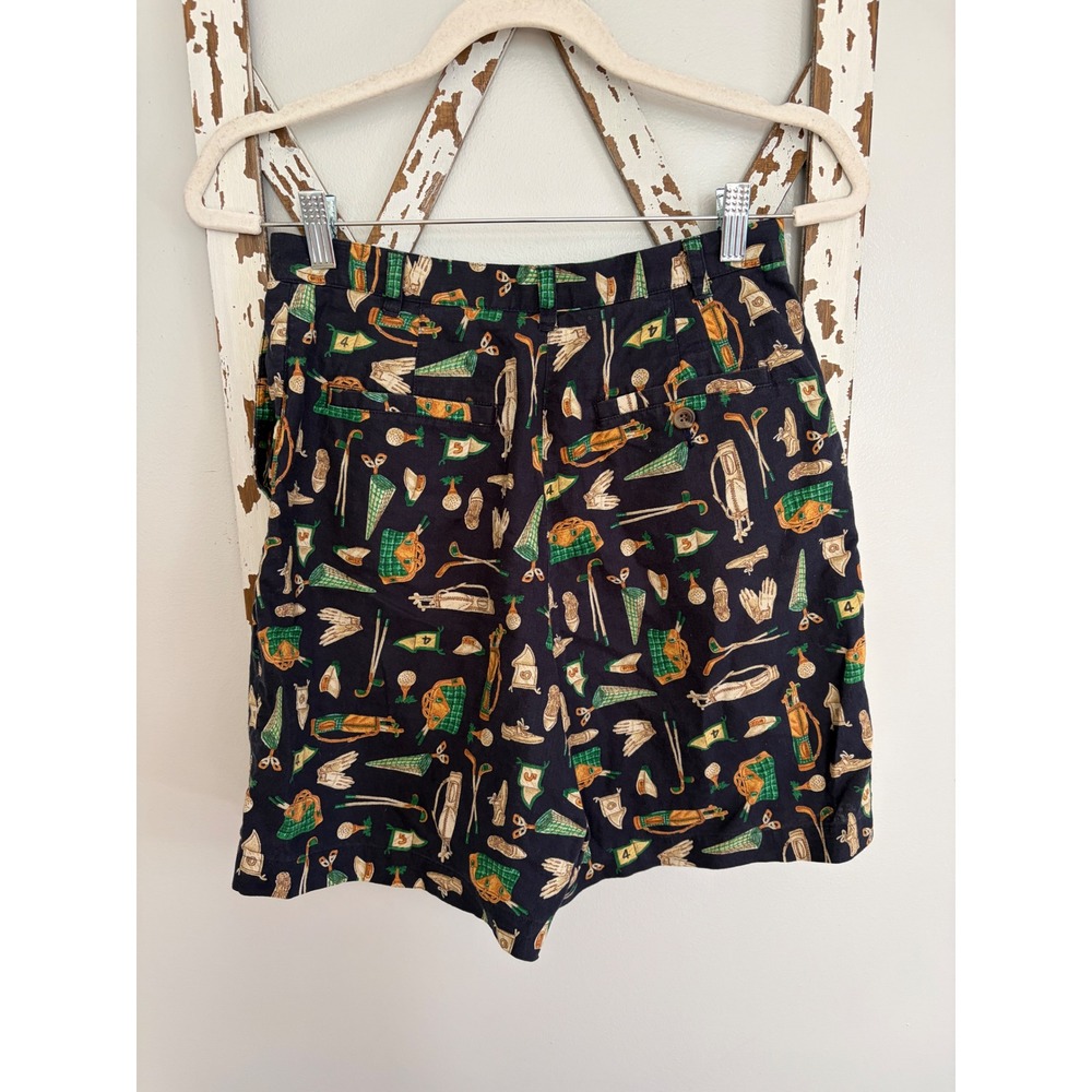 Vintage Jones New York Linen Shorts Size 6 Medium Fun Golf Print